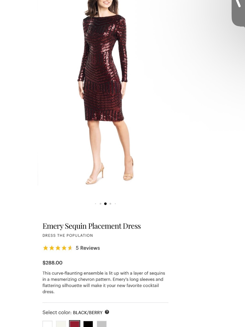 Dress the Population Long-Sleeve Sequin Cocktail Dress - Berry